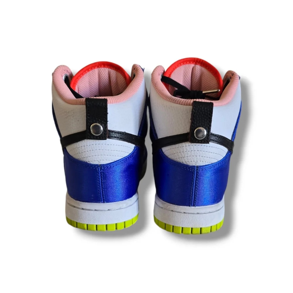 NIKE Women's Dunk High Blue Satin & Leather Sneakers - Picture 4 of 16